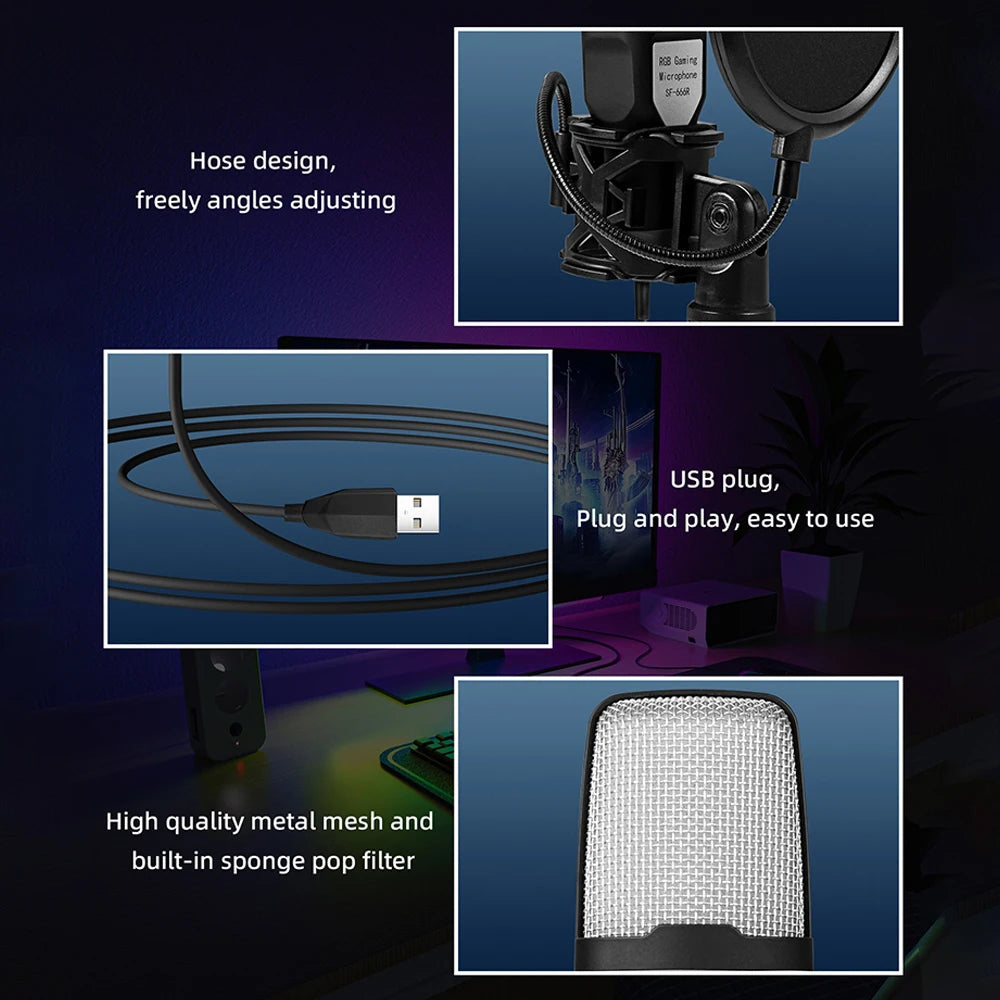 Gearfrag SF-666R RGB Gaming Microphone