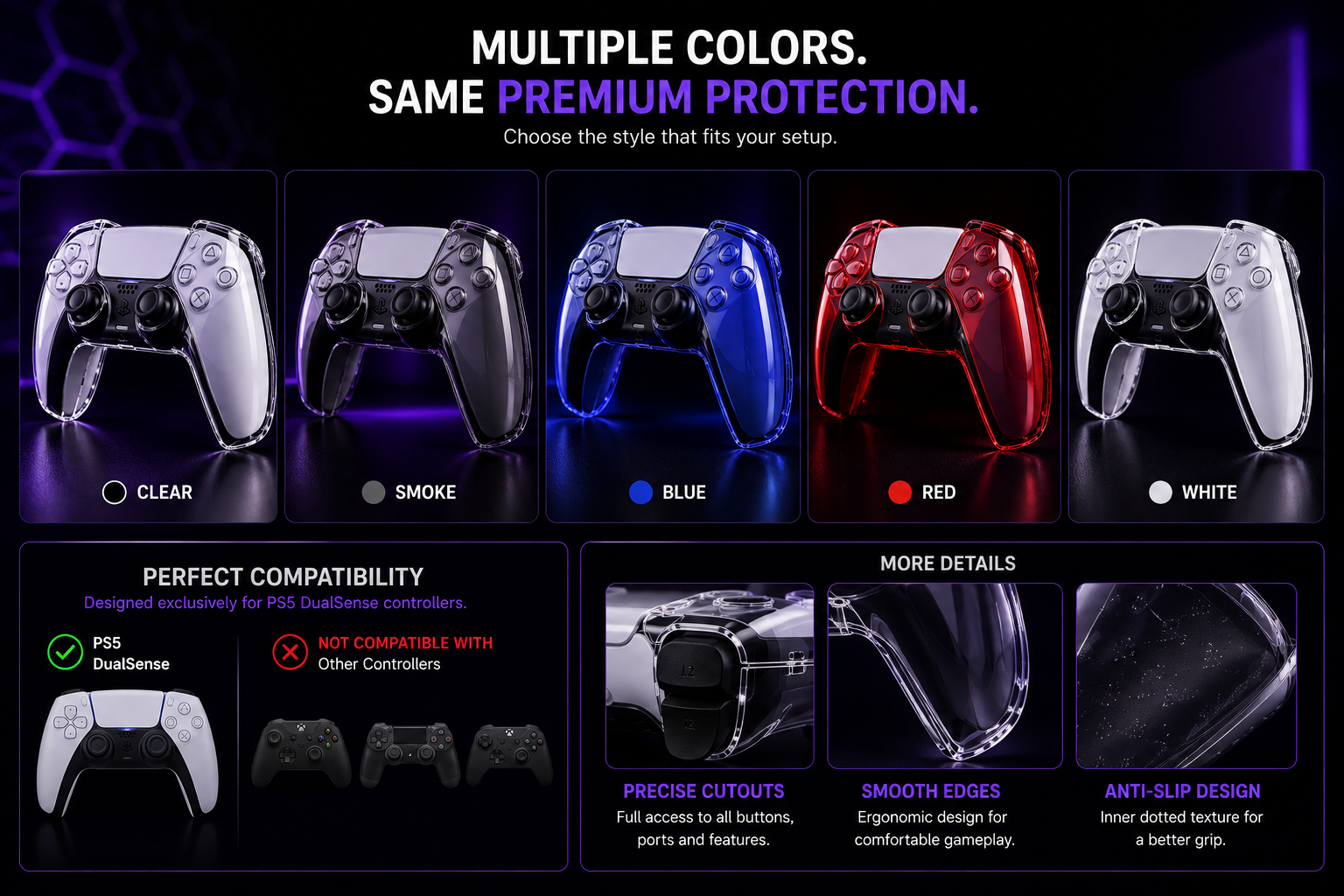 GEARFRAG Crystal Clear Controller Case — PS5