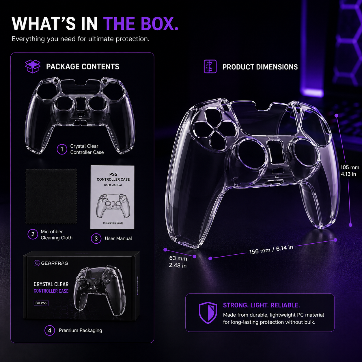 GEARFRAG Crystal Clear Controller Case — PS5