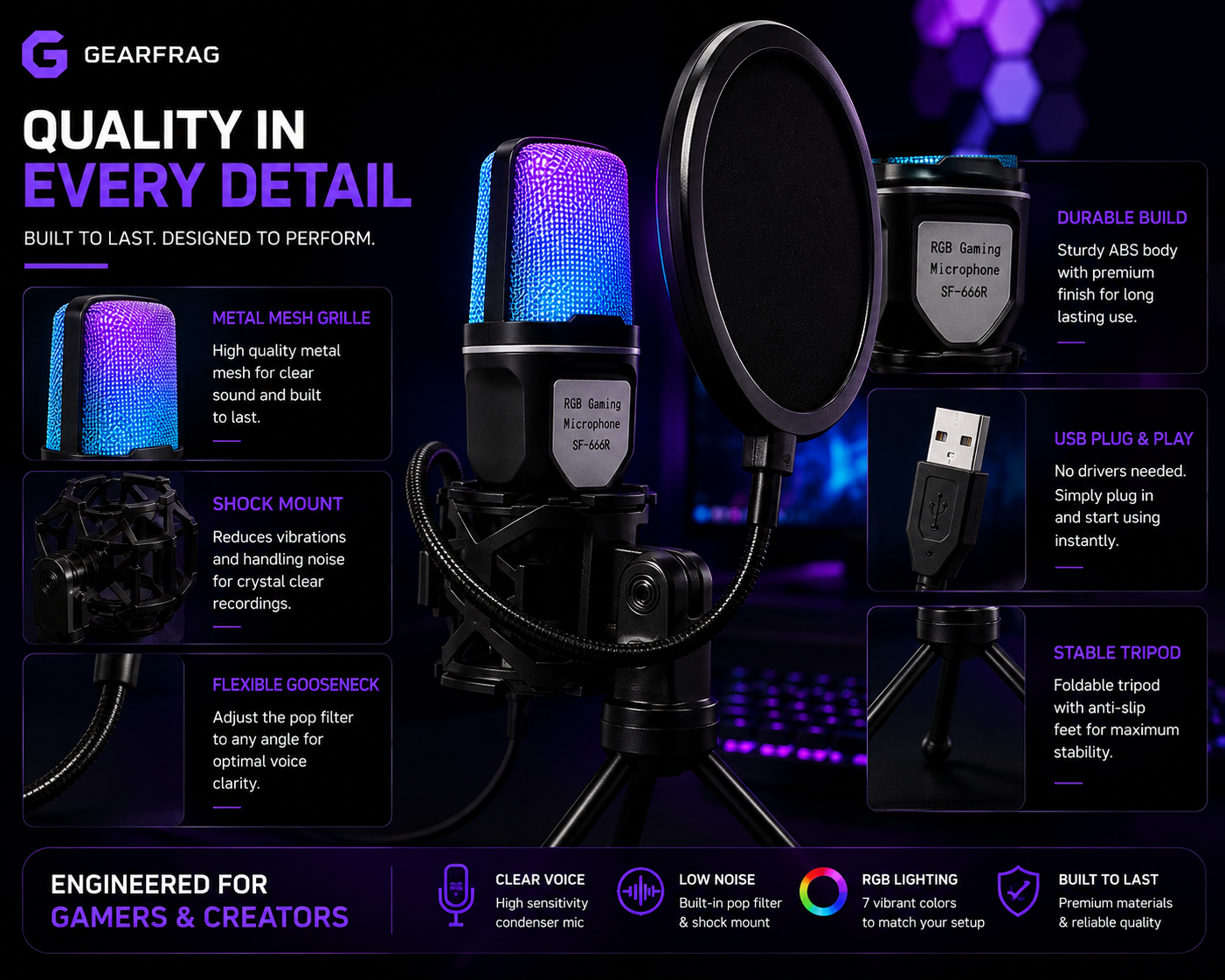 SF-666R RGB Gaming Microphone