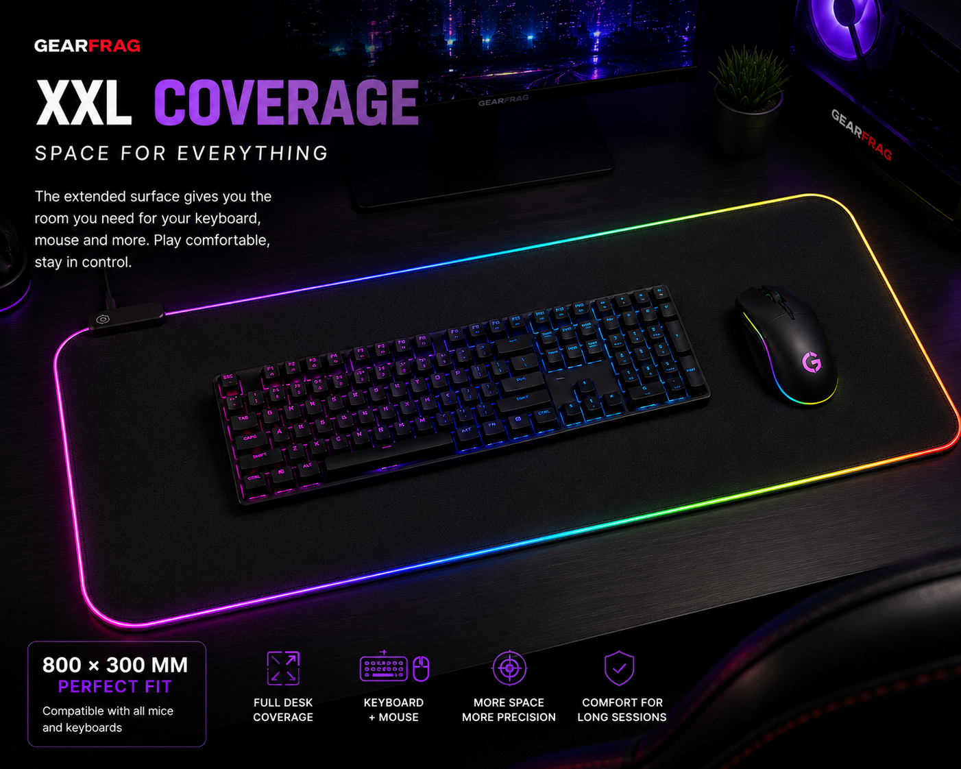 GEARFRAG RGB Gaming Mouse Pad
