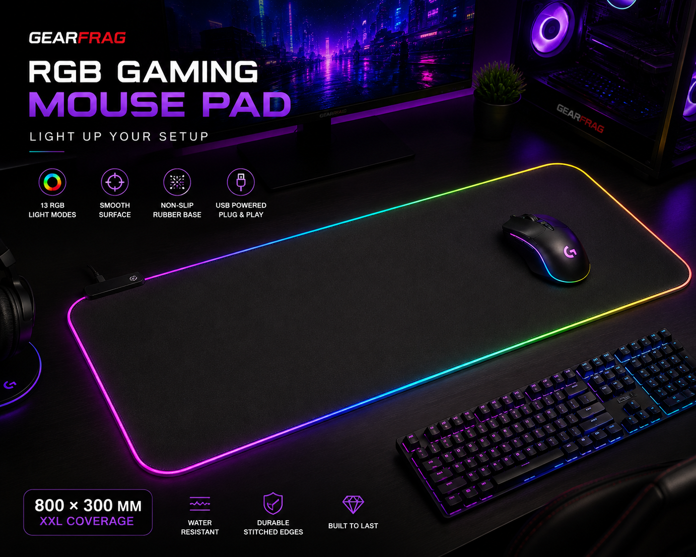 GEARFRAG RGB Gaming Mouse Pad