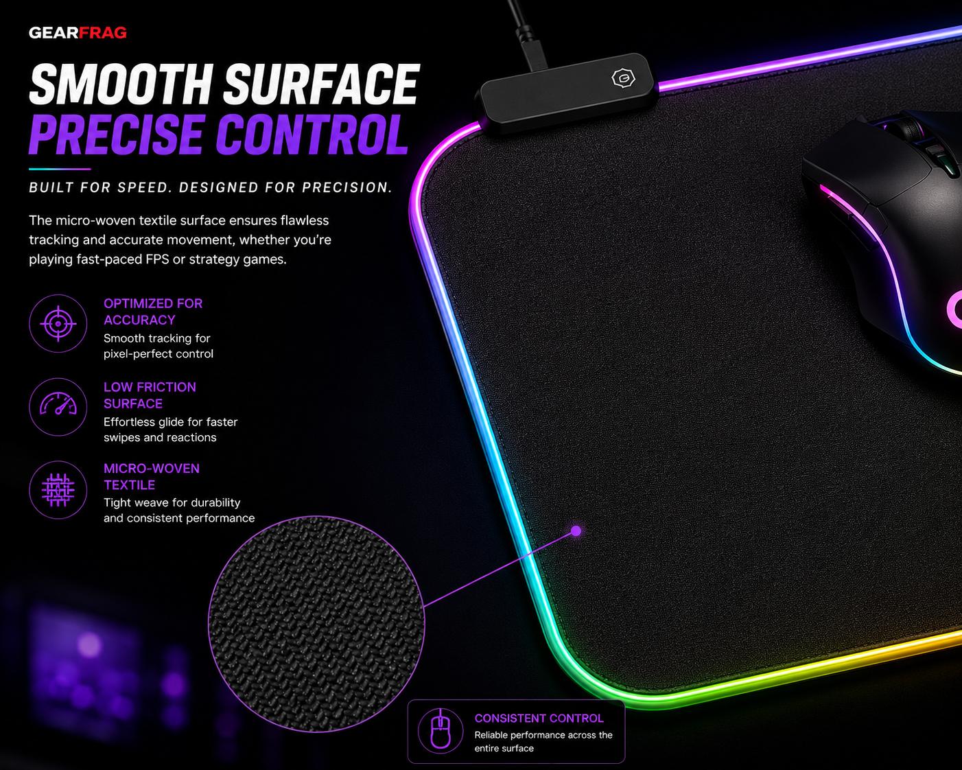 GEARFRAG RGB Gaming Mouse Pad