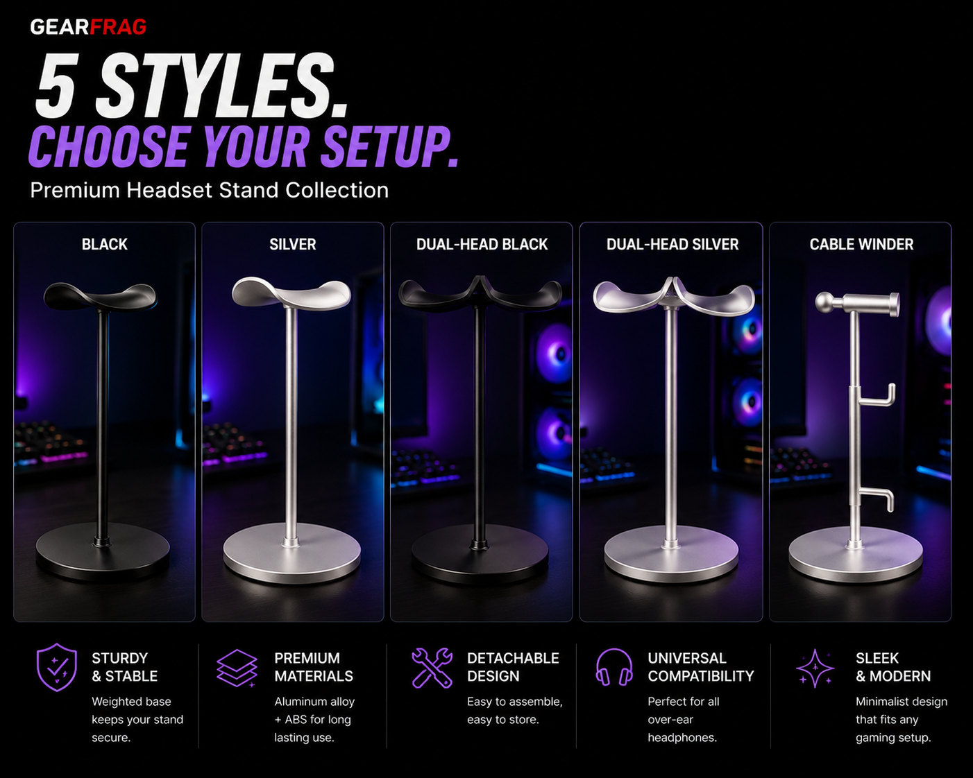 GEARFRAG Aluminum Gaming Headset Stand