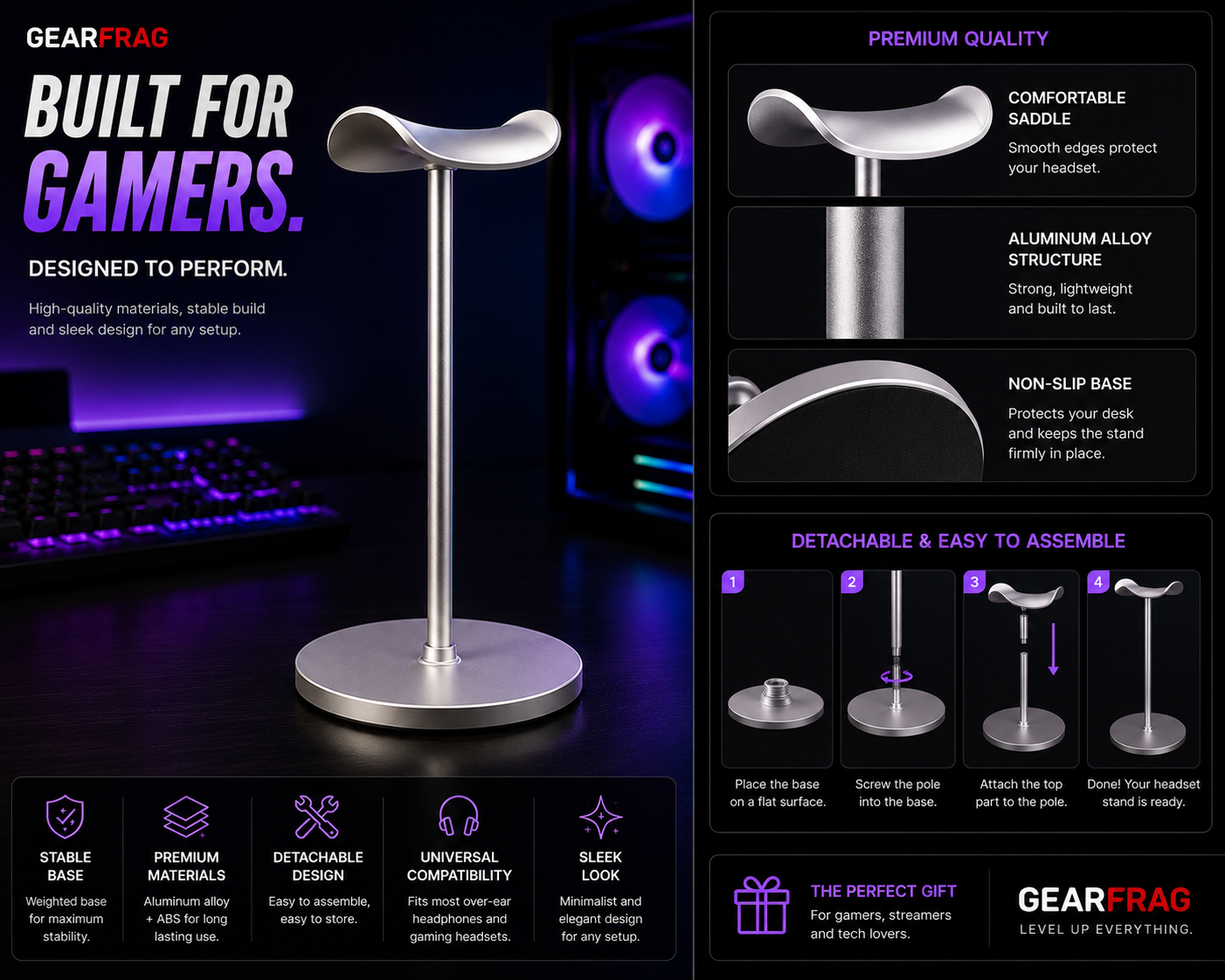 GEARFRAG Aluminum Gaming Headset Stand