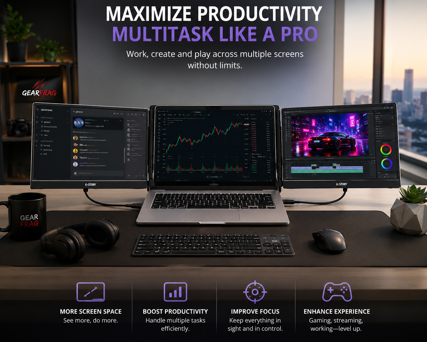 GEARFRAG Multi-Screen Pro – FHD Monitor Extender