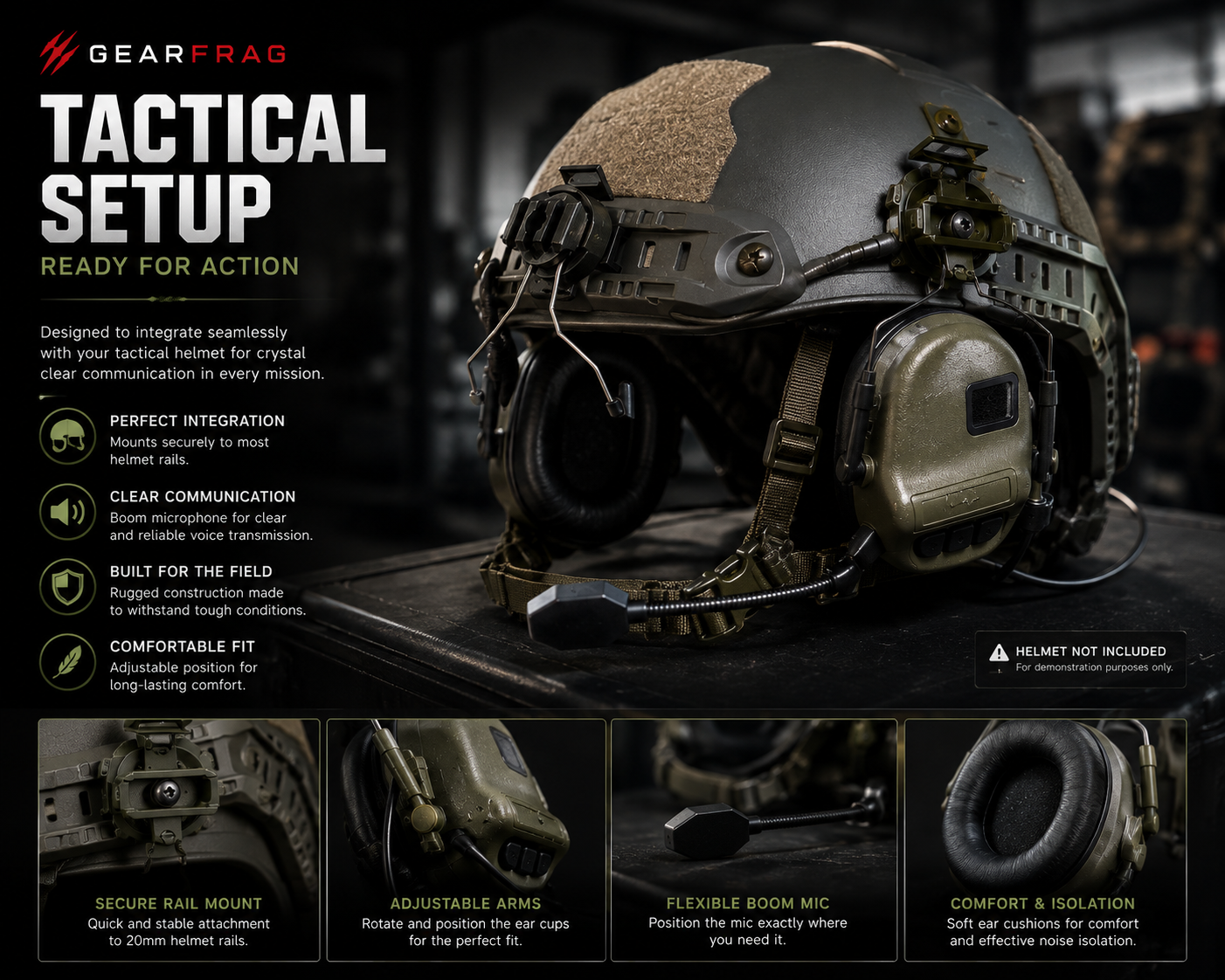 GEARFRAG Tactical Comms Headset – Gaming & Simulation Headset with Microphone