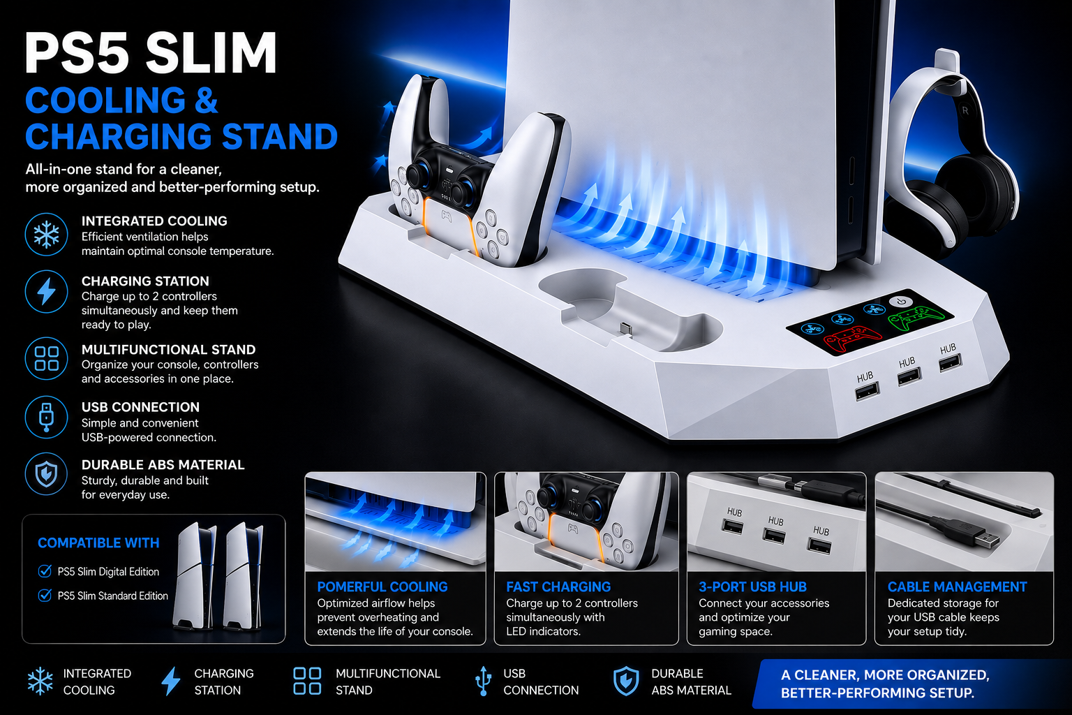 Station de Refroidissement et de Recharge PS5 Slim
