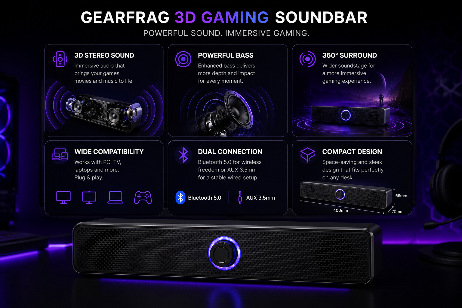 Gearfrag Soundbar 3D Surround